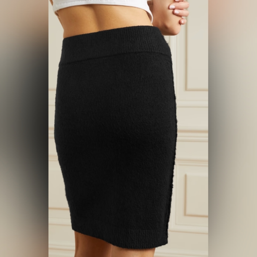 Helmut Lang Brushed Cotton-Blend Skirt Black Size Small 4  NWT